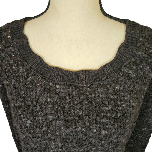 Free People Dark Gray Fleck Knit Long Sleeve Sweater, Large - Picture 2 of 13